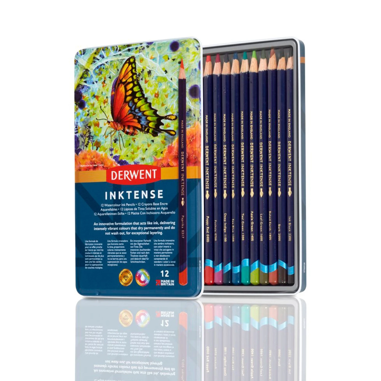 Derwent Inktense Watercolour Ink Pencils - Tin Of 12 Assorted Pencils 3 Derwent Inktense Watercolour Ink Pencils - Tin Of 12 Assorted Pencils - Image 3