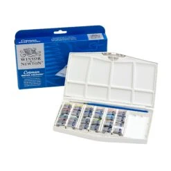 Winsor & Newton Cotman Painting PLUS 24 Half Pan Set -Painting Supplies 094376954395 W NCOTMANPAINTINGPLUS24HALFPANSET OPEN 094376954395