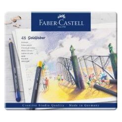 Faber-Castell Goldfaber Coloured Pencils - FREE Faber-Castell A4 Sketch Pad -Painting Supplies 114748 Goldfaber colour pencil tin of 48 High Res 37976