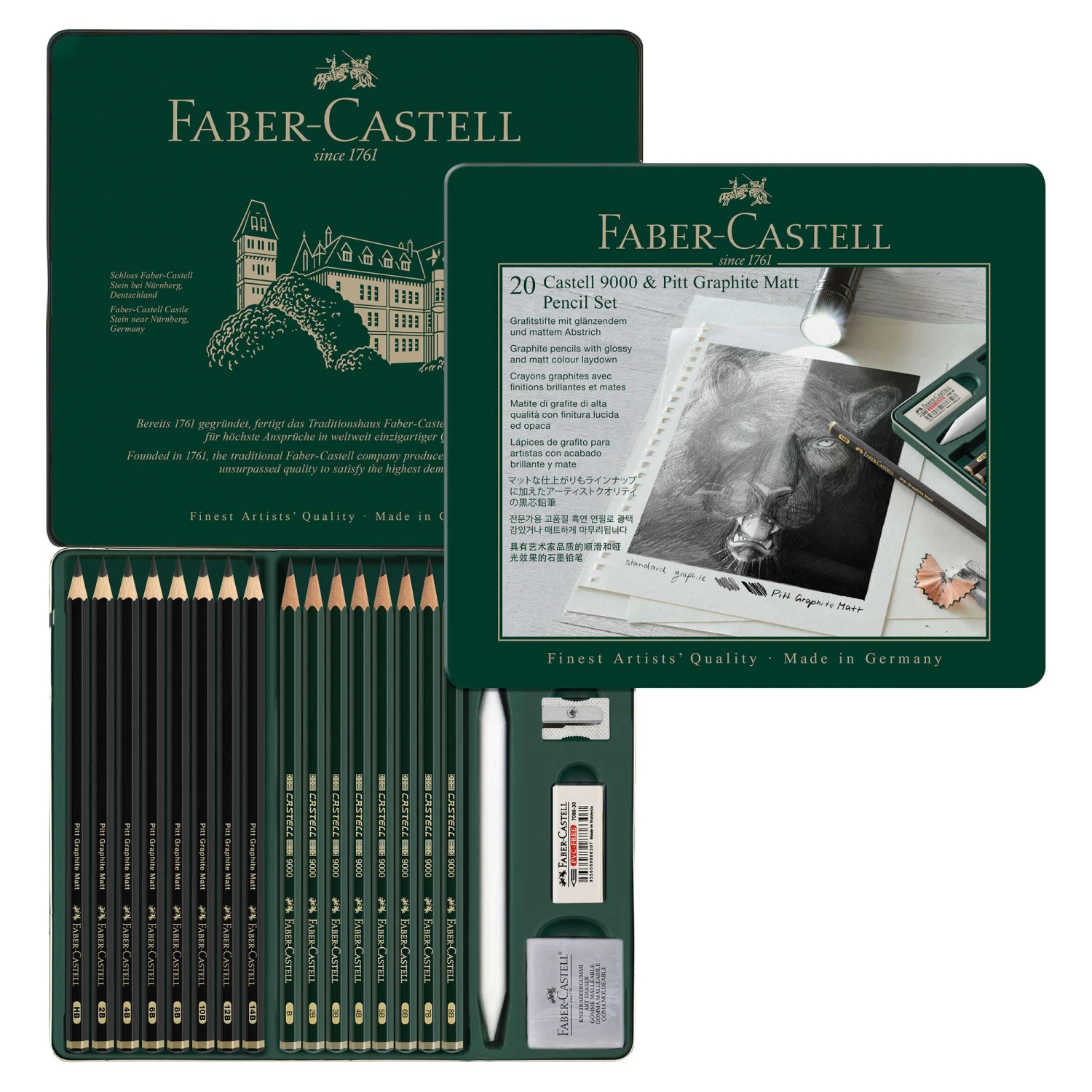 Faber-Castell PITT Graphite Matt & Castell 9000 Pencil Set Of 20 1 Faber-Castell PITT Graphite Matt & Castell 9000 Pencil Set Of 20
