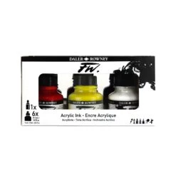 Daler-Rowney FW Acrylic Ink Primary Set 9 Daler-Rowney FW Acrylic Ink Primary Set -Painting Supplies 160100007 FW Primary Ink Set 6x29.5ml 1