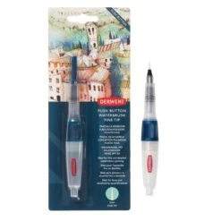 Derwent Push Button Waterbrush - Single -Painting Supplies 2305821 Push Button Waterbrush Fine Tip FOP and Loose