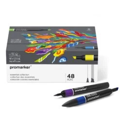 Winsor & Newton Promarker 48 Essential Collection -Painting Supplies 884955060551 W NPROMARKER48PCESSENTIALCOLLECTION884955060551 FRONTPENS