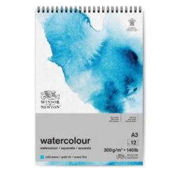 Winsor & Newton Watercolour Spiral Bound Pads - 140lb/300gsm -Painting Supplies 884955076507 WN WATERCOLOUR PAD WIRE O COLD 300 A3 884955076507 FRONT