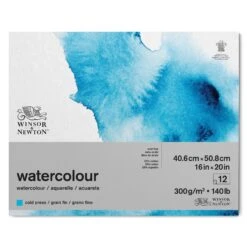 Winsor & Newton Watercolour Gummed Pads - 140lb/300gsm -Painting Supplies 884955076590 WN WATERCOLOUR PAD COLD 300 41X51 884955076590 FRONT High Resolution