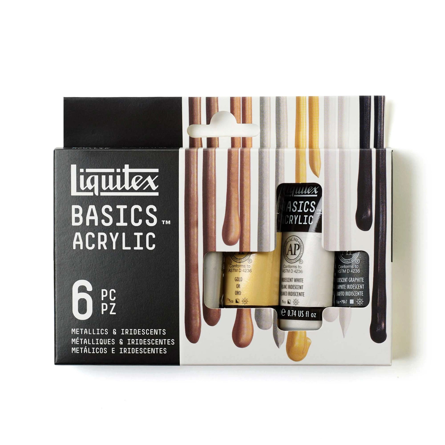 Liquitex Basics Acrylic - Set Of 6 X 22ml - Metallics And Iridescents 1 Liquitex Basics Acrylic - Set Of 6 X 22ml - Metallics And Iridescents