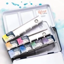 Rosa Gallery Watercolour - 12 X Whole Pan Tin Set - Classic -Painting Supplies 9201 Classic 12