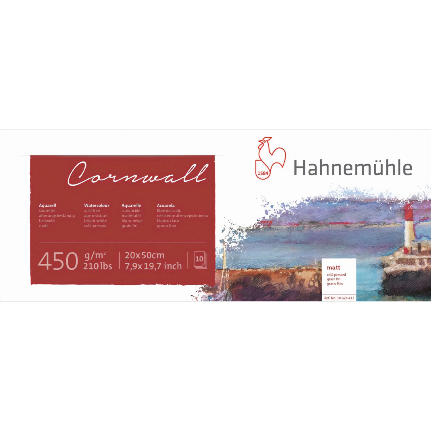 Hahnemühle Cornwall Panorama Block - 450gsm - Cold Pressed - 10 Sheets - 20x50cm 1 Hahnemühle Cornwall Panorama Block - 450gsm - Cold Pressed - 10 Sheets - 20x50cm