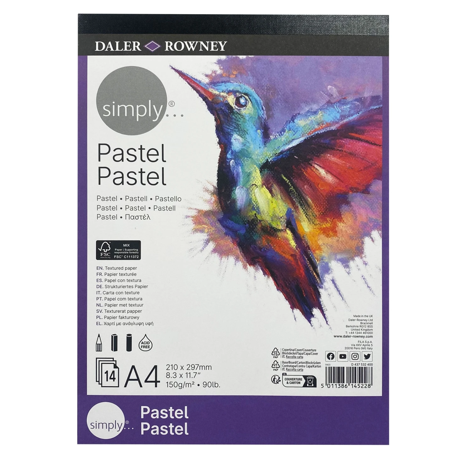Daler-Rowney Simply Pastel Paper Pad - A4 150gsm 14 Sheets 1 Daler-Rowney Simply Pastel Paper Pad - A4 150gsm 14 Sheets