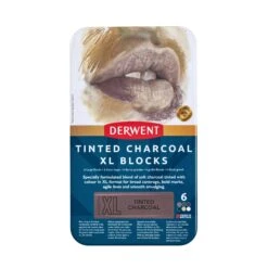 Derwent Tinted Charcoal XL Blocks Tin Of 6 -Painting Supplies Derwent Tinted Charcoal XL Blocks Tin 6 Front Pack