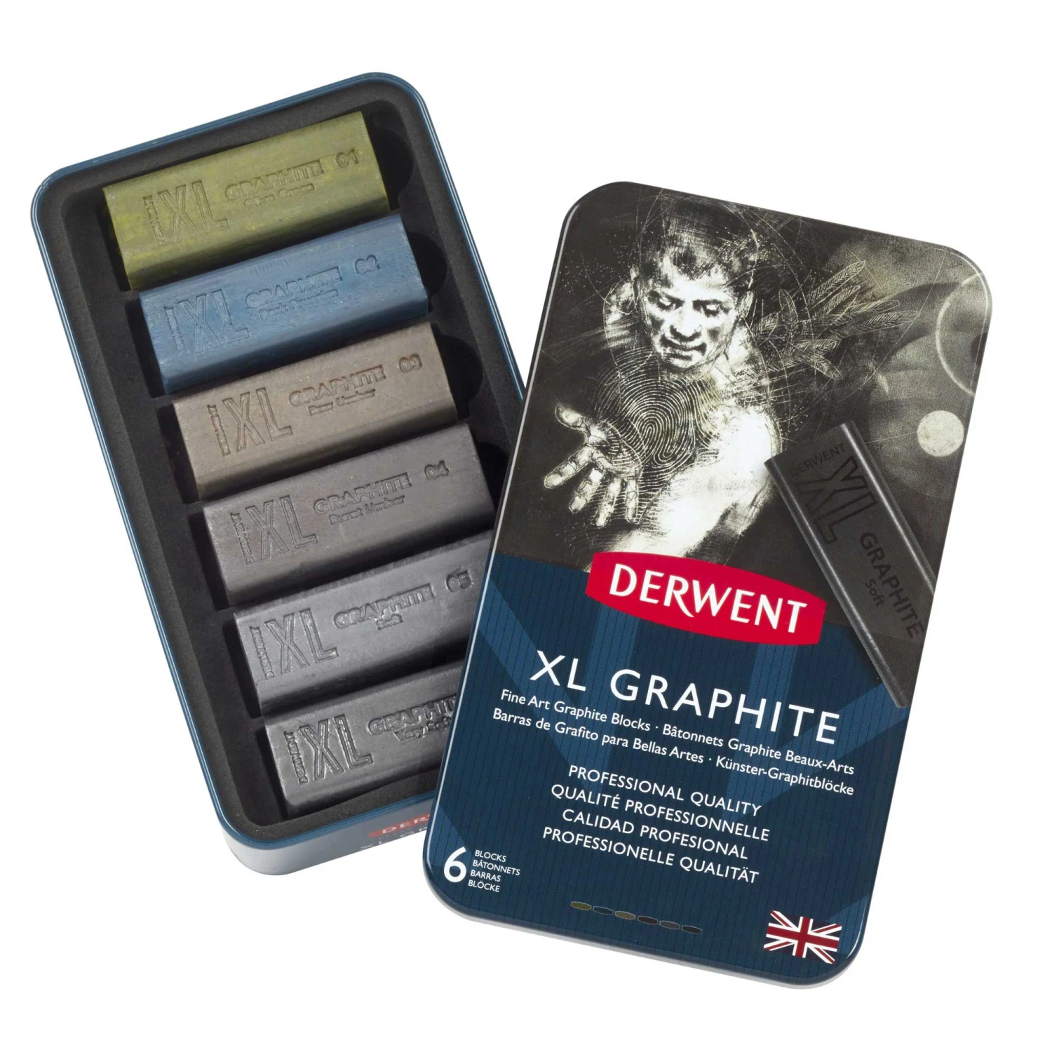 Derwent XL GRAPHITE Blocks Tin Of 6 1 Derwent XL GRAPHITE Blocks Tin Of 6