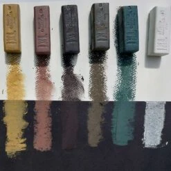 Derwent Tinted Charcoal XL Blocks Tin Of 6 -Painting Supplies Derwent xl colour swatches