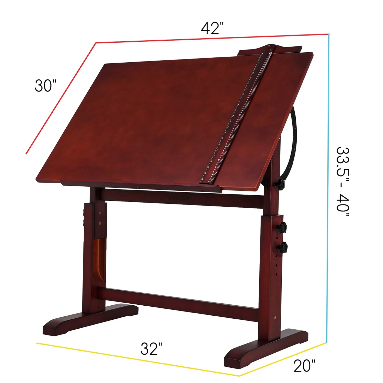 MEEDEN Extra Large Wood Drafting Table - Deep Walnut 2 MEEDEN Extra Large Wood Drafting Table - Deep Walnut - Image 2