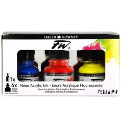 Daler-Rowney FW Acrylic Ink Neon Set 6 Daler-Rowney FW Acrylic Ink Neon Set -Painting Supplies FW Neon Ink 2