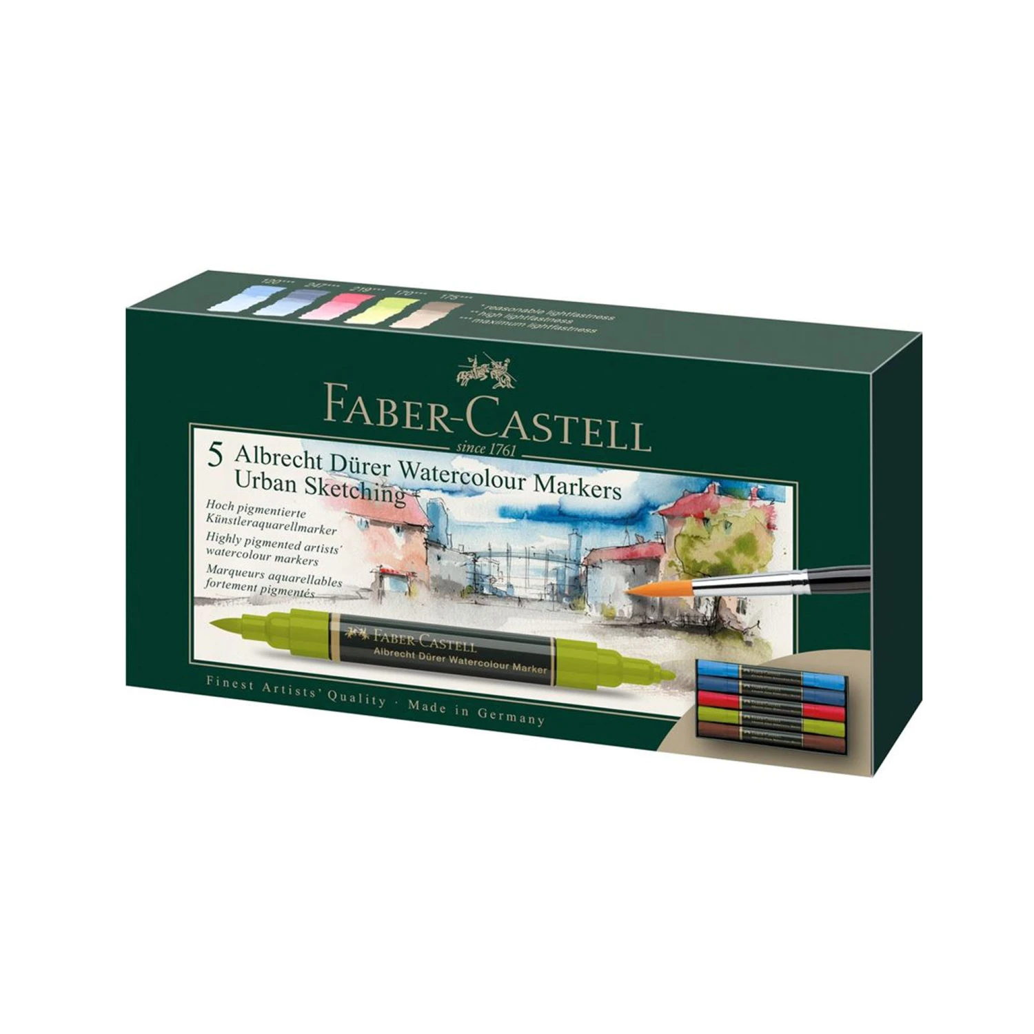 Faber-Castell Albrecht Dürer Watercolour Markers - Urban Sketch - Set Of 5 1 Faber-Castell Albrecht Dürer Watercolour Markers - Urban Sketch - Set Of 5