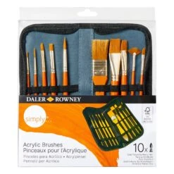 Daler-Rowney Simply 10 Piece Gold Taklon Brush Zip Case