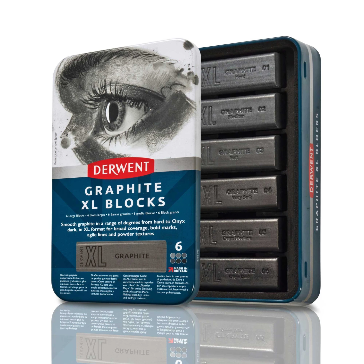 Derwent Graphite XL Blocks Tin Of 6 1 Derwent Graphite XL Blocks Tin Of 6