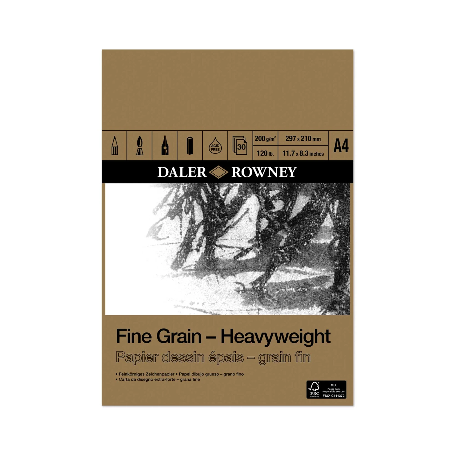 Daler-Rowney Fine Grain Heavyweight Cartridge Pad 1 Daler-Rowney Fine Grain Heavyweight Cartridge Pad