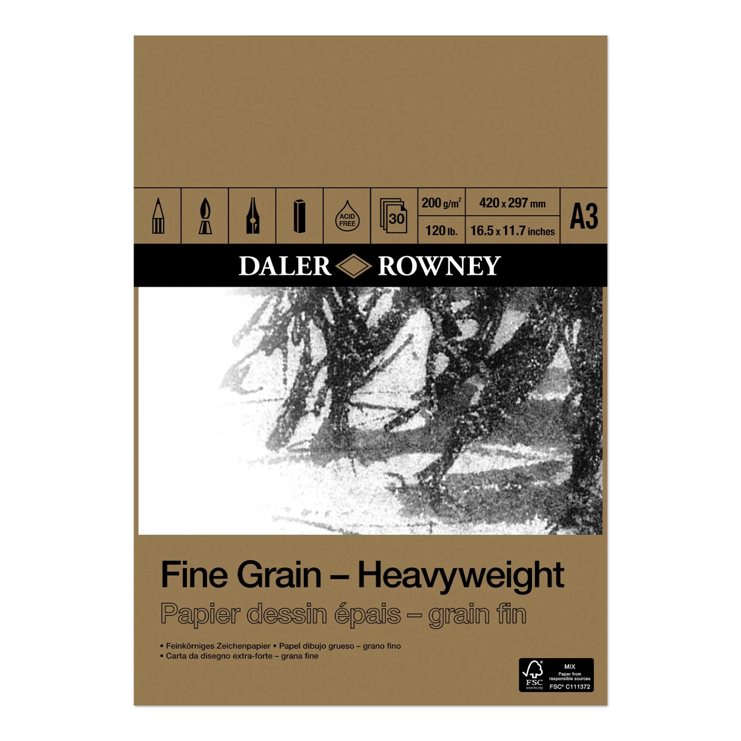 Daler-Rowney Fine Grain Heavyweight Cartridge Pad 2 Daler-Rowney Fine Grain Heavyweight Cartridge Pad - Image 2
