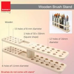 Isomars Wooden Brush Stand/Holder 7 Isomars Wooden Brush Stand/Holder -Painting Supplies ISOMARS brush stand measurements