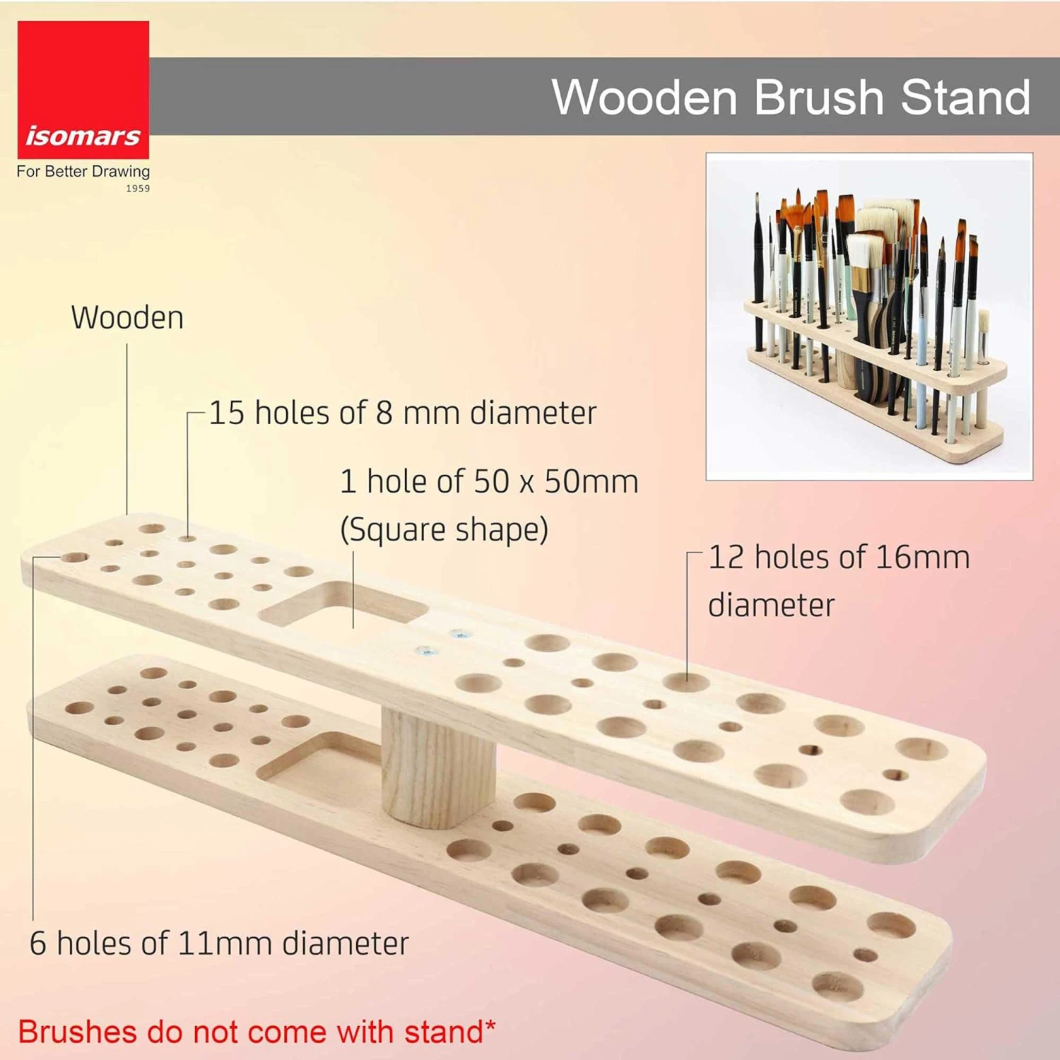Isomars Wooden Brush Stand/Holder 4 Isomars Wooden Brush Stand/Holder - Image 4