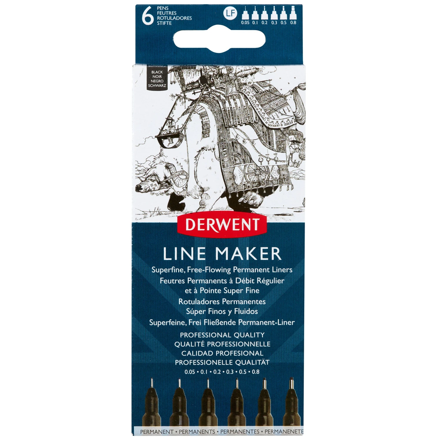 Derwent Line Maker - Set Of 6 Black 1 Derwent Line Maker - Set Of 6 Black