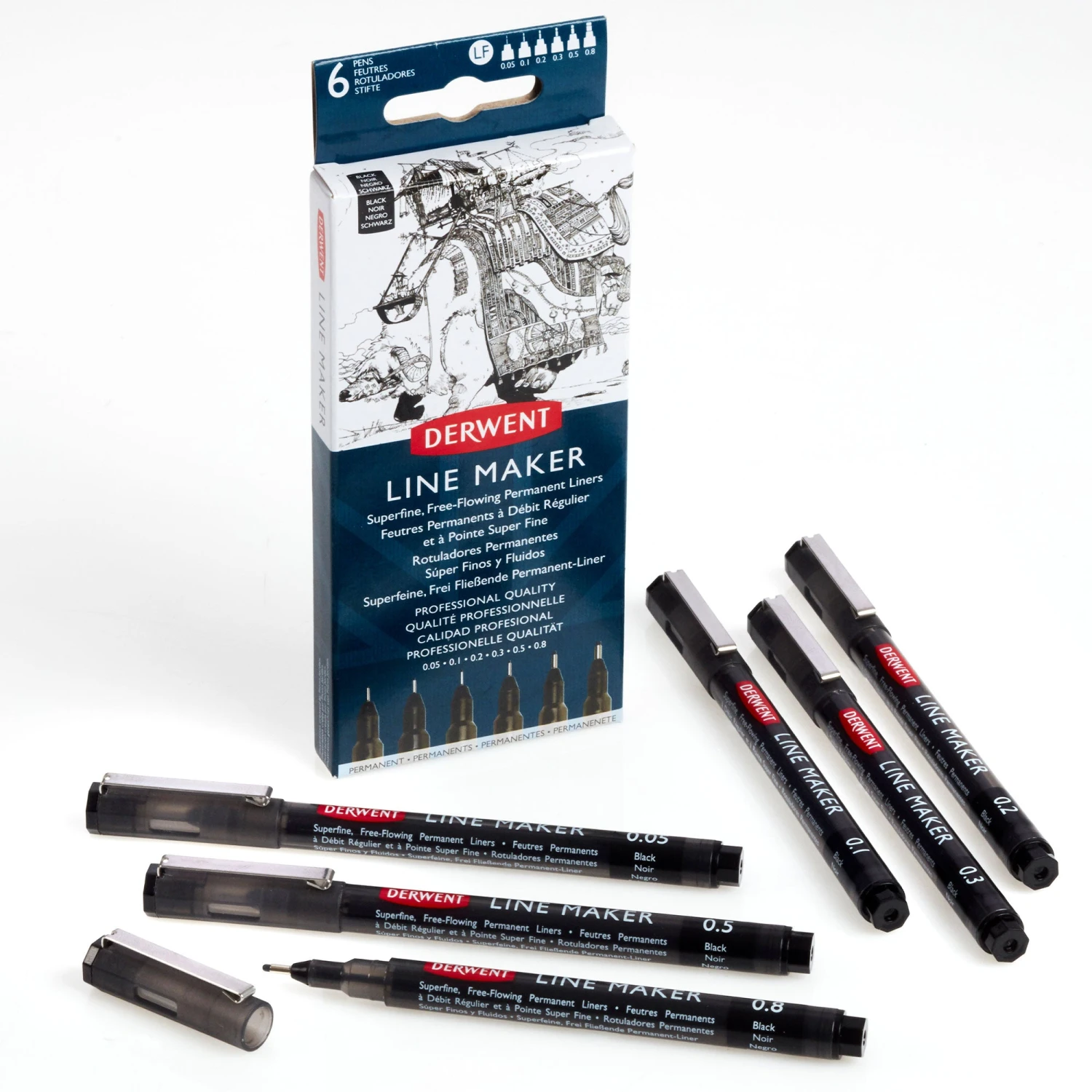 Derwent Line Maker - Set Of 6 Black 2 Derwent Line Maker - Set Of 6 Black - Image 2
