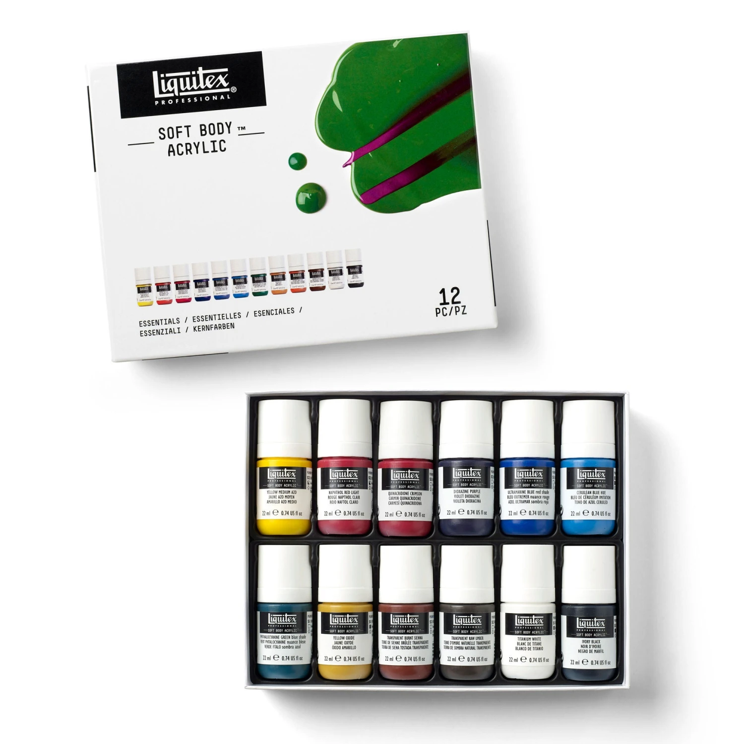 Liquitex Soft Body Acrylic Essentials Set - 12 X 22ml 1 Liquitex Soft Body Acrylic Essentials Set - 12 X 22ml