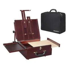 MEEDEN Table Easel Pochade Box With Carrier Bag - Deep Walnut - Ex Display