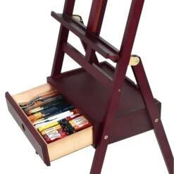 MEEDEN Forward Tilt H Frame Floor Easel With Drawer - Deep Walnut -Painting Supplies MEEDEN EASEL