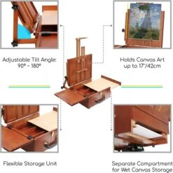 MEEDEN Table Easel Pochade Box - Walnut -Painting Supplies MEEDEN POCHADE BOX 4
