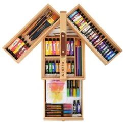 MEEDEN Wooden Art Supply Storage Box 3 Levels 9 MEEDEN Wooden Art Supply Storage Box 3 Levels -Painting Supplies Meeden storage box contents