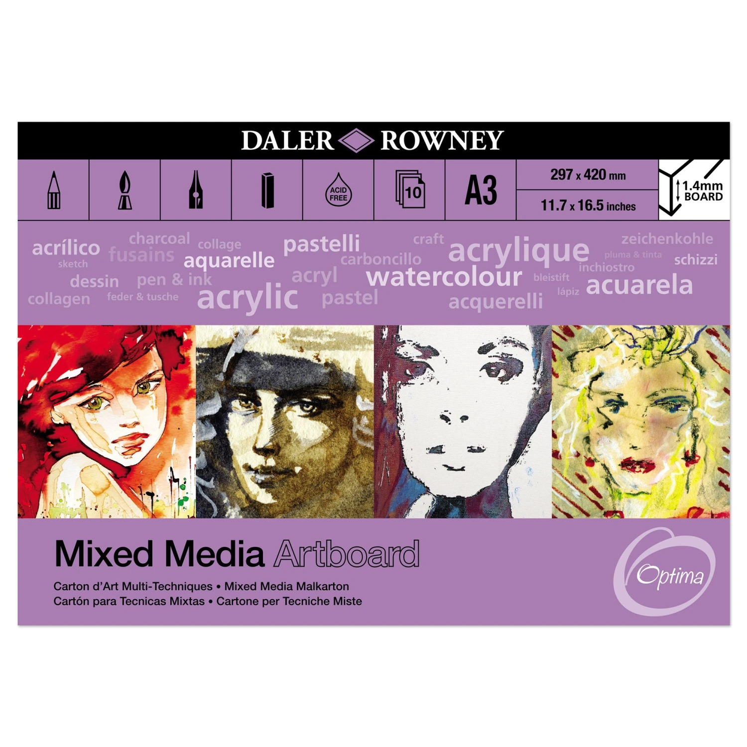 Daler-Rowney Optima Mixed Media Artboard Pads 3 Daler-Rowney Optima Mixed Media Artboard Pads - Image 3