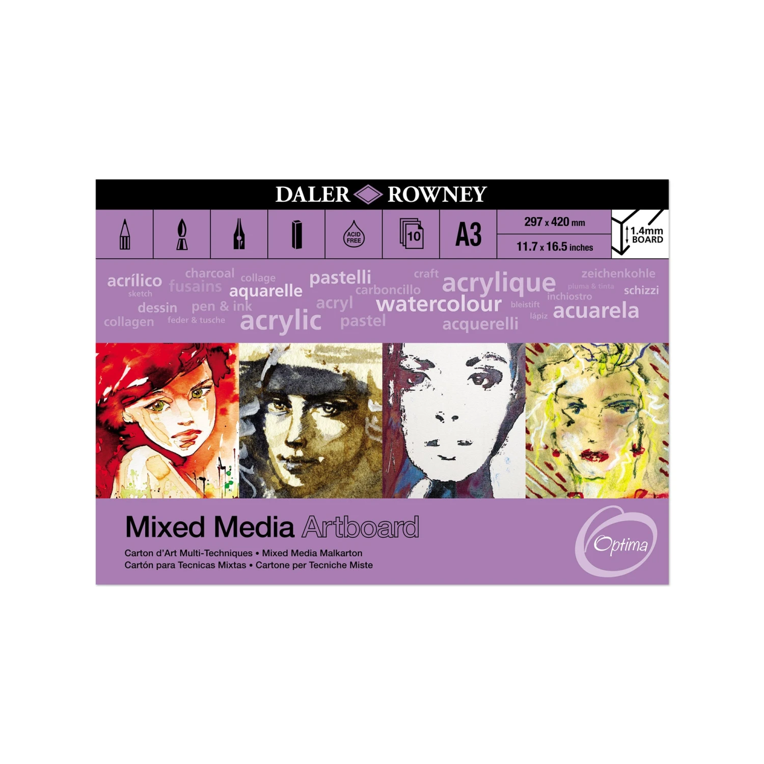 Daler-Rowney Optima Mixed Media Artboard Pads 2 Daler-Rowney Optima Mixed Media Artboard Pads - Image 2