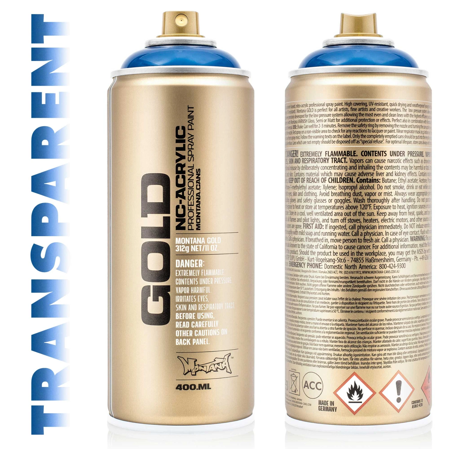 Montana Gold TRANSPARENT Colour Cans 400ml 1 Montana Gold TRANSPARENT Colour Cans 400ml