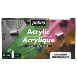 Pebeo Multi-Surface Acrylics Set - Glossy/Pearlescent Colours - 24 X 59ml -Painting Supplies Mutli Surface Acry Glossy 1