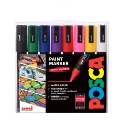 POSCA Markers - 8 Standard Colours - Assorted Sizes 8 POSCA Markers - 8 Standard Colours - Assorted Sizes -Painting Supplies PC 5M8pcStandard