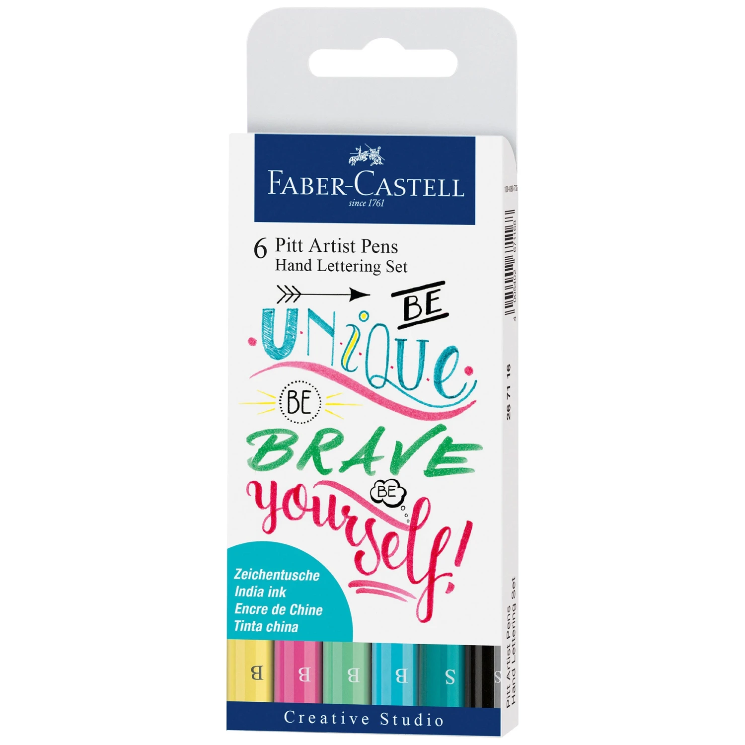 Faber-Castell Indian Ink Pitt Artist Pens - Hand Lettering Set Of 6 - PASTEL COLOURS 1 Faber-Castell Indian Ink Pitt Artist Pens - Hand Lettering Set Of 6 - PASTEL COLOURS