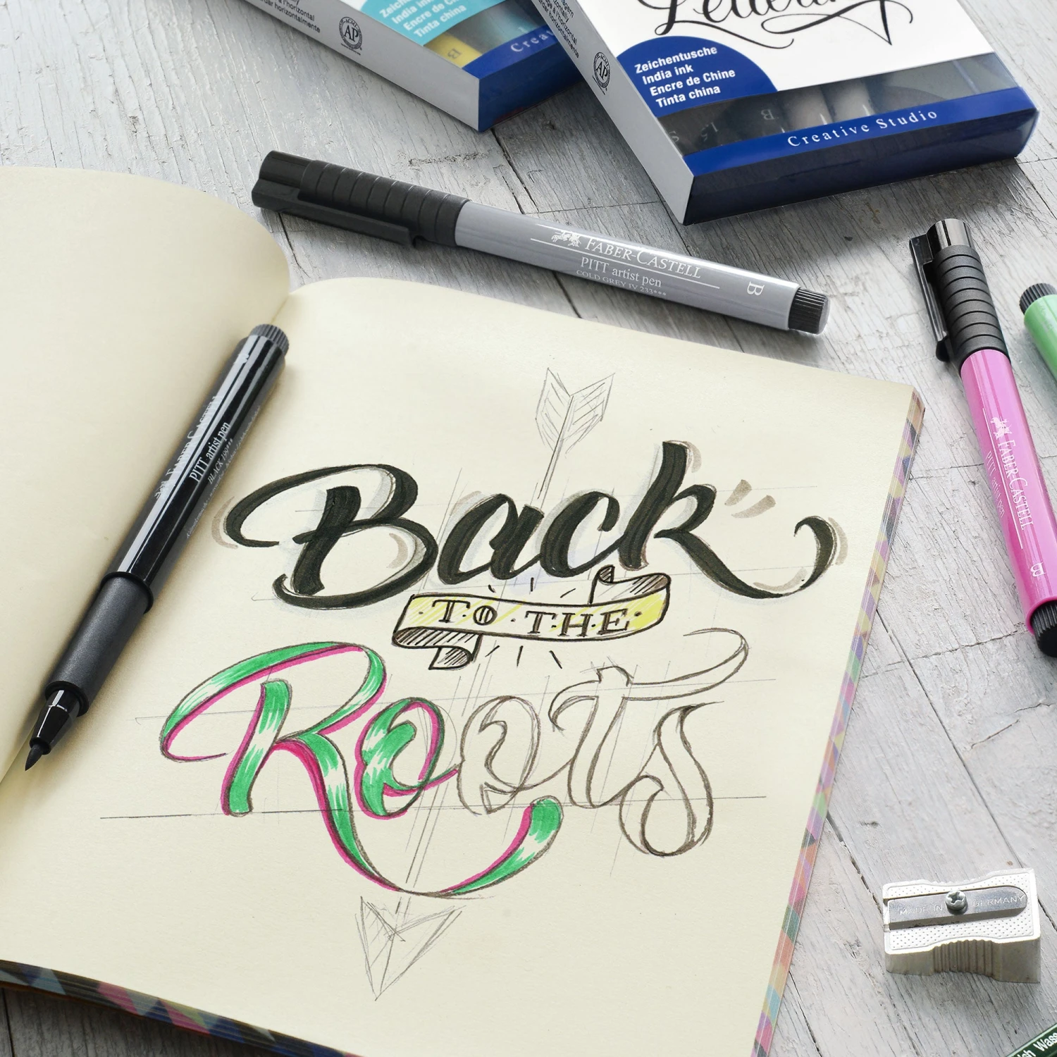 Faber-Castell Indian Ink Pitt Artist Pens - Hand Lettering Set Of 6 - PASTEL COLOURS 3 Faber-Castell Indian Ink Pitt Artist Pens - Hand Lettering Set Of 6 - PASTEL COLOURS - Image 3