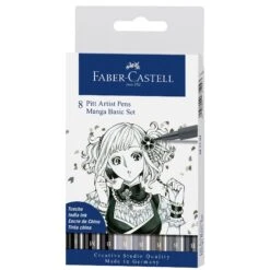 Faber-Castell Fine Pitt Brush Pen Sets Of 8 -Painting Supplies Pitt Brush 8 Manga