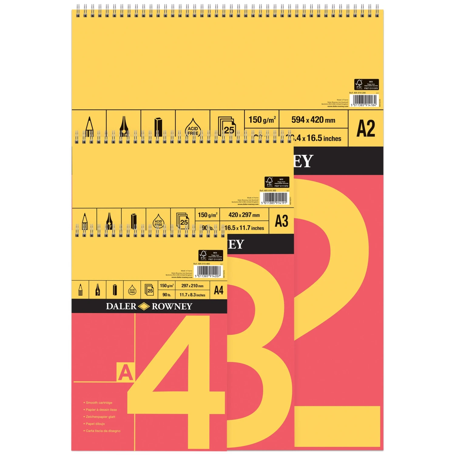 Daler-Rowney Red & Yellow Spiral Bound Pad 1 Daler-Rowney Red & Yellow Spiral Bound Pad