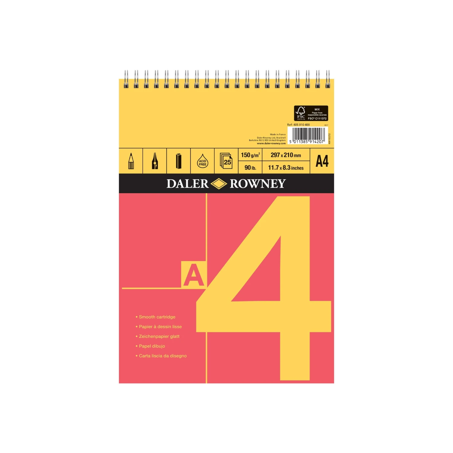 Daler-Rowney Red & Yellow Spiral Bound Pad 2 Daler-Rowney Red & Yellow Spiral Bound Pad - Image 2