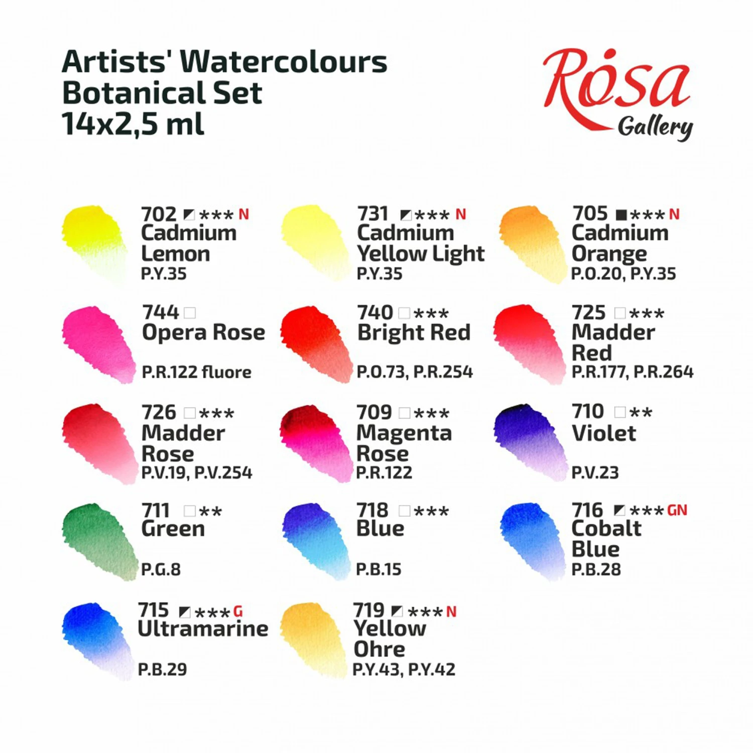 Rosa Gallery Watercolour - 14 X Whole Pan Tin Set - Botanical 5 Rosa Gallery Watercolour - 14 X Whole Pan Tin Set - Botanical - Image 5