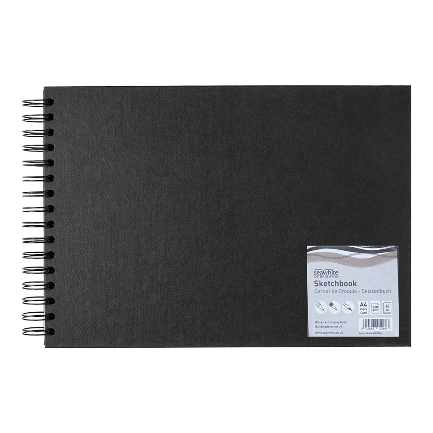 Seawhite Black Card Hardback Spiral Sketchbook - 220gsm - 40 Sheets 2 Seawhite Black Card Hardback Spiral Sketchbook - 220gsm - 40 Sheets - Image 2