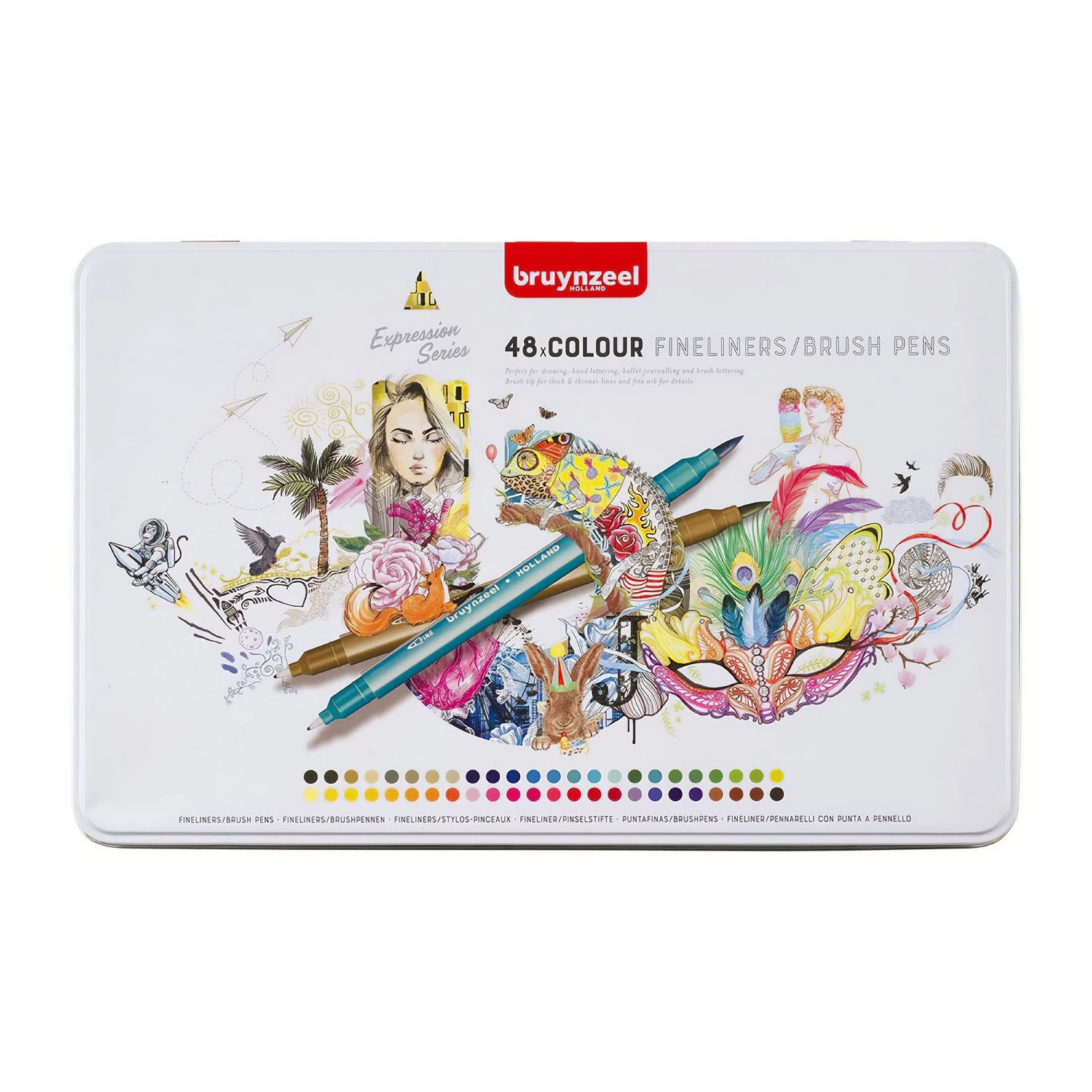 Bruynzeel Twin-Tip Fineliner Brush Pens - Set Of 48 2 Bruynzeel Twin-Tip Fineliner Brush Pens - Set Of 48 - Image 2