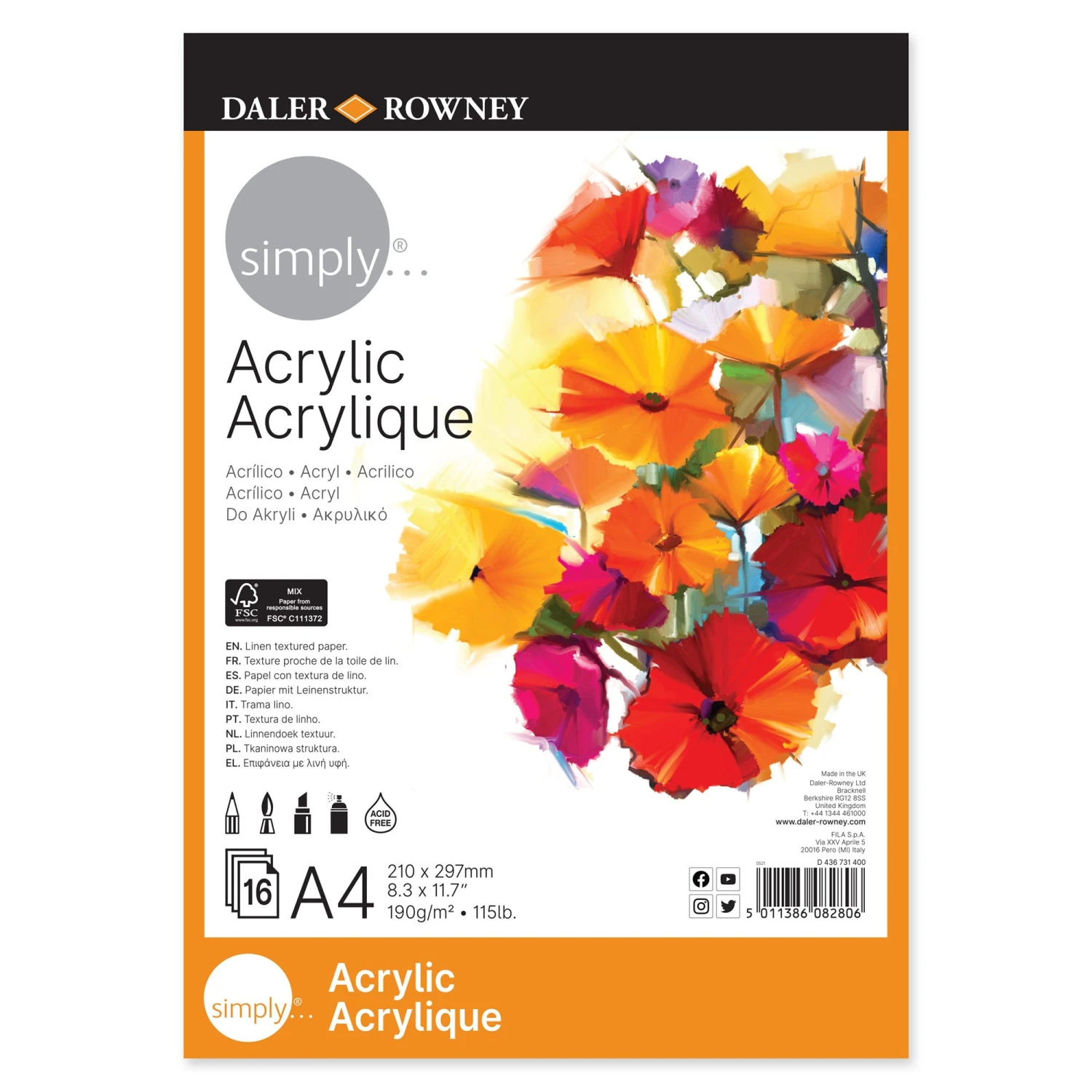 Daler-Rowney Simply Acrylic Paper Pads 1 Daler-Rowney Simply Acrylic Paper Pads