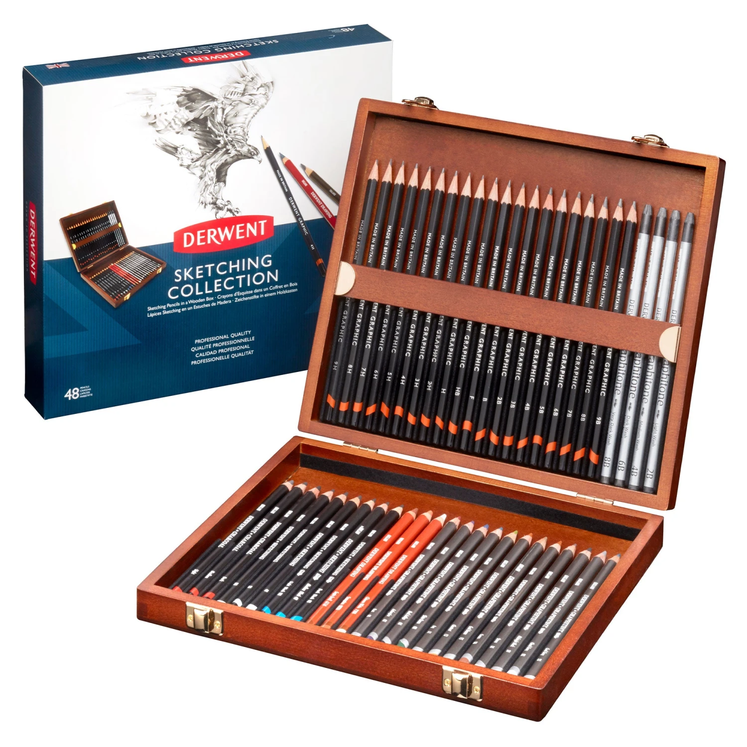 Derwent Sketching Pencils Wooden Box Of 48 1 Derwent Sketching Pencils Wooden Box Of 48