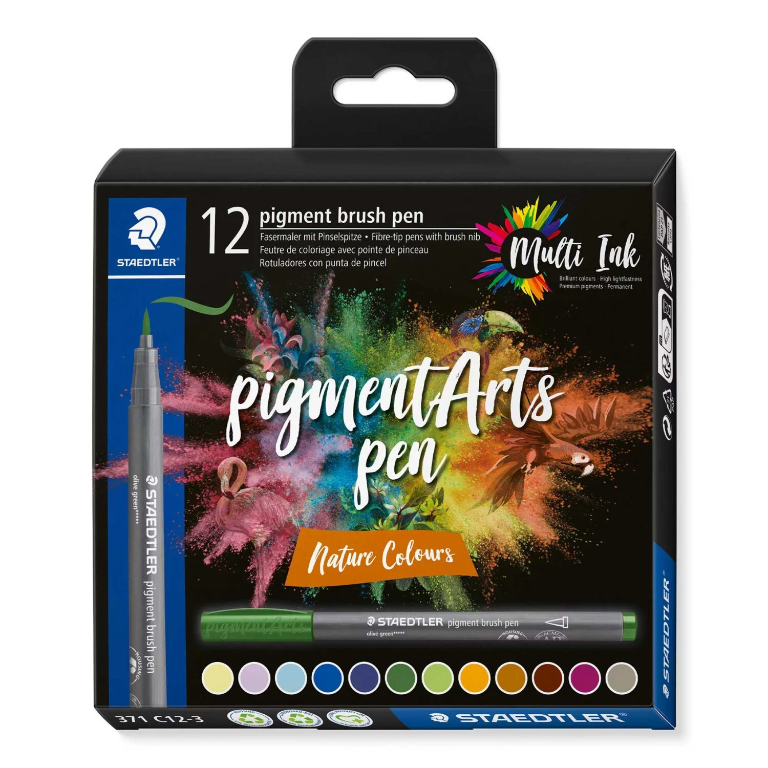 Staedtler Pigment Arts Multi Ink Brush Pens - Nature Colours - Set Of 12 1 Staedtler Pigment Arts Multi Ink Brush Pens - Nature Colours - Set Of 12