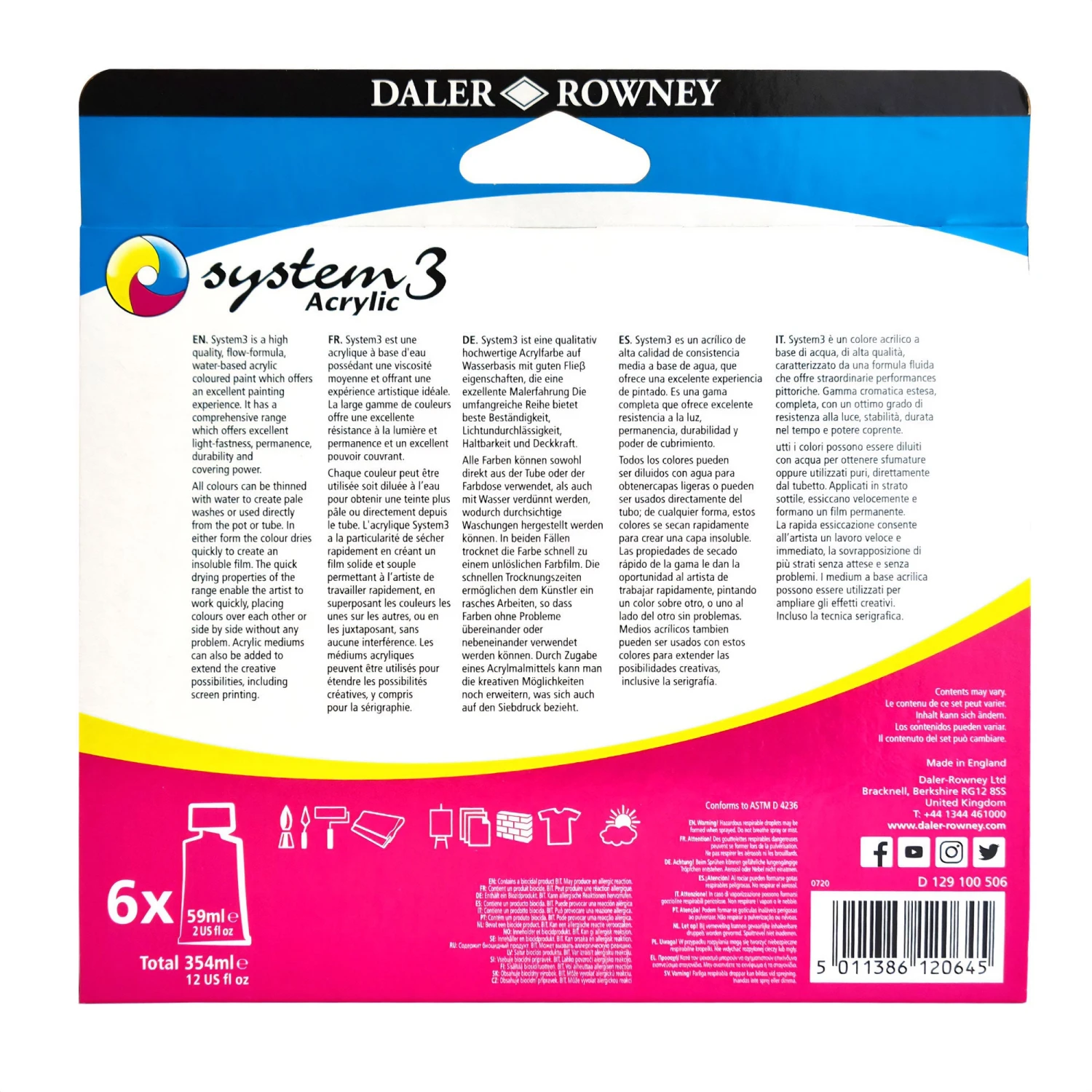 Daler-Rowney System3 Acrylic Process Mixing Set - 6 X 59ml 3 Daler-Rowney System3 Acrylic Process Mixing Set - 6 X 59ml - Image 3