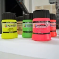 Daler-Rowney System3 Screen Printing Acrylic Colour - 250ml - (Black Cap) -Painting Supplies Sys3 Screen Printing 3